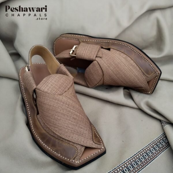 brown trendy textured peshawari chappal